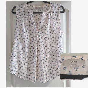 Light Pink w/ Birds Loft Blouse- Medium
